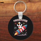 おもしろい爆竹ダックガチョウ7月4日の愛国心 キーホルダー (正面)