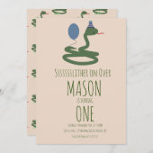 おもしろい爬虫類動物園野生の誕生日パーティー 招待状 (正面/裏面)