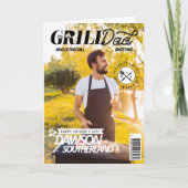 おもしろい父の日グリルパパ写真雑誌カバー カード (正面)