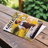 おもしろい父の日グリルパパ写真雑誌カバー カード