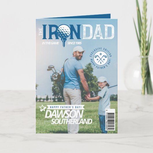 おもしろい父の日パパゴルフ恋人フォトマガジン カード (正面)