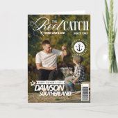 おもしろい父の日パパ魚釣り写真雑誌カバー カード (正面)