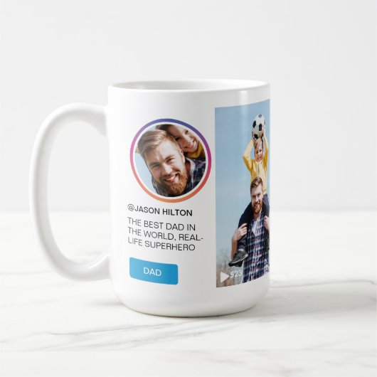おもしろい父の日Instagramソーシャルメディアのフォトリール コーヒーマグカップ (左)