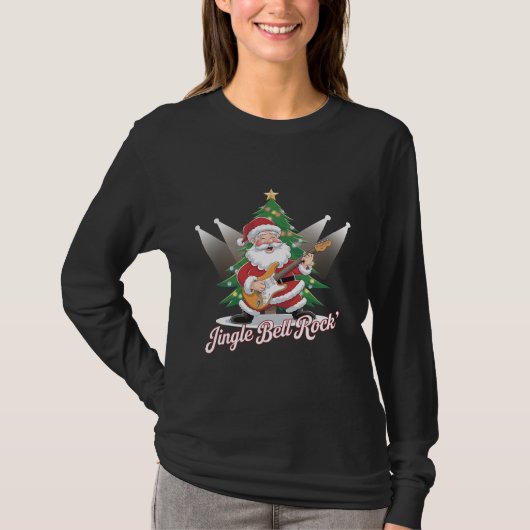おもしろい父クリスマスギタージンルベルロック Tシャツ (正面)