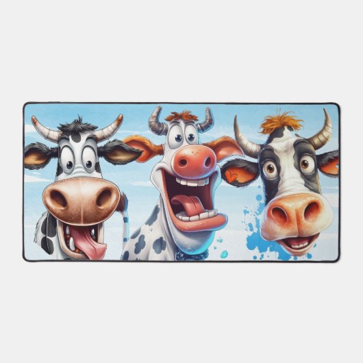 おもしろい牛お洒落かわいい農動物 デスクマット (正面)