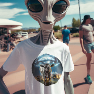 おもしろい牛とUFO Tシャツ