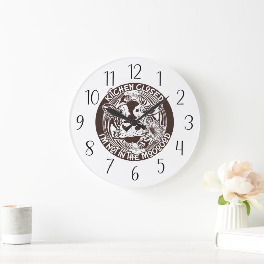 おもしろい牛の気分 ラージ壁時計 (ホーム)