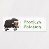 おもしろい牛の漫画パーソナライズされた ラベル (デザイン1)