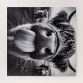 おもしろい牛の白黒 ジグソーパズル (横)