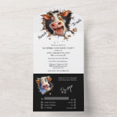 おもしろい牛の驚きのパーティー退職 オールインワン招待状 (内側)