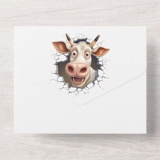 おもしろい牛の驚きのパーティー退職 オールインワン招待状 (裏面)