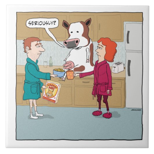 おもしろい牛を搾り出します タイル (正面)