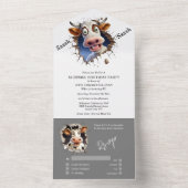 おもしろい牛サプライズパーティーディナーダンス オールインワン招待状 (内側)