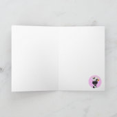 おもしろい牛マンガカスタムー・ピンク誕生日カード カード (内部)