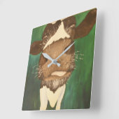 おもしろい牛絵画のタイトルGiz好み スクエア壁時計 (傾斜)