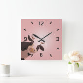 おもしろい牛 スクエア壁時計 (ホーム)