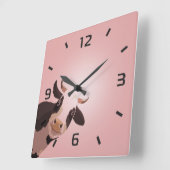 おもしろい牛 スクエア壁時計 (傾斜)