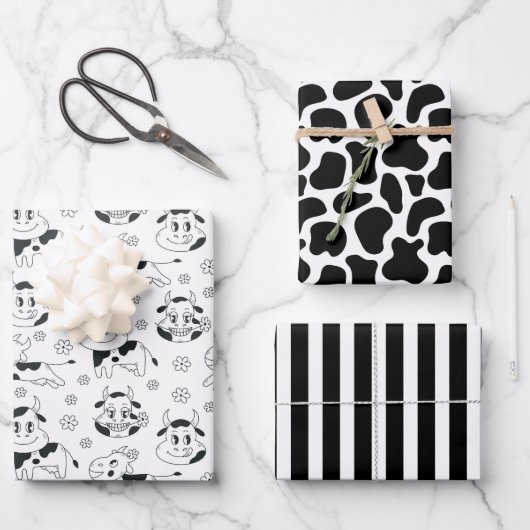 おもしろい牛 ラッピングペーパーシート (正面)