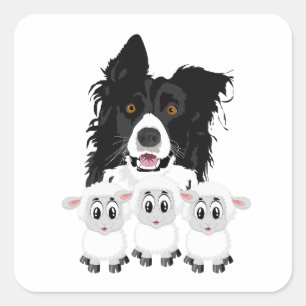 おもしろい牧羊犬 スクエアシール