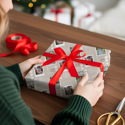 おもしろい特別配送切手写真丁合い ラッピングペーパー