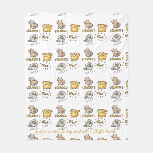 おもしろい犬うるさい犬で飼い主のために吠える フリースブランケット (正面)