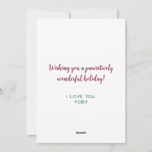 おもしろい犬おばあちゃんパーソナライズされたペットフォトクリスマス シーズンカード (裏面)