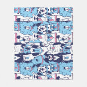 おもしろい犬がペットの動物の漫画のパターンを生む フリースブランケット (正面)