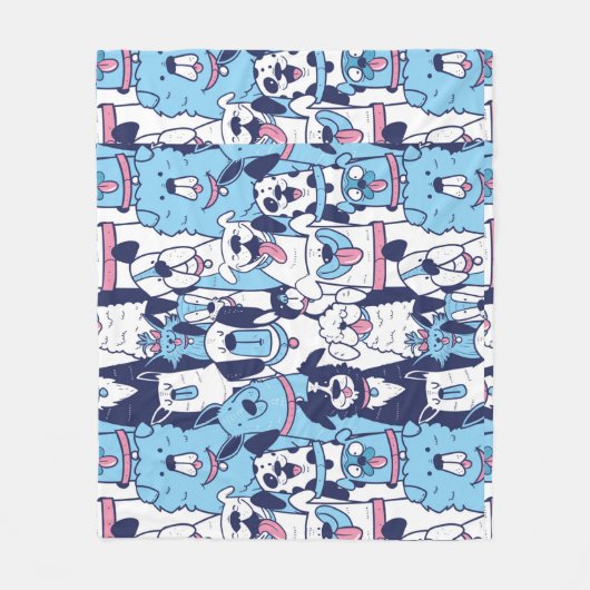 おもしろい犬がペットの動物の漫画のパターンを生む フリースブランケット (正面)