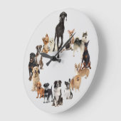 おもしろい犬がペットの動物を飼う ラージ壁時計 (傾斜)