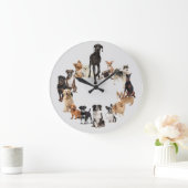 おもしろい犬がペットの動物を飼う ラージ壁時計 (ホーム)