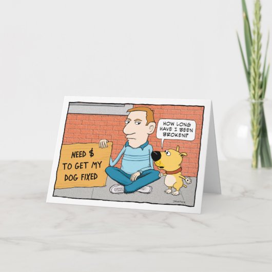 おもしろい犬が固定ハッピーバースデーでない カード (正面)