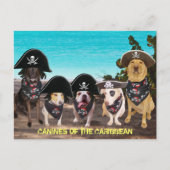 おもしろい犬が海賊日はがきを使って話す ポストカード (正面)
