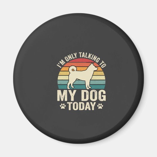 おもしろい犬が話すレトロな日没 マグネット (正面)