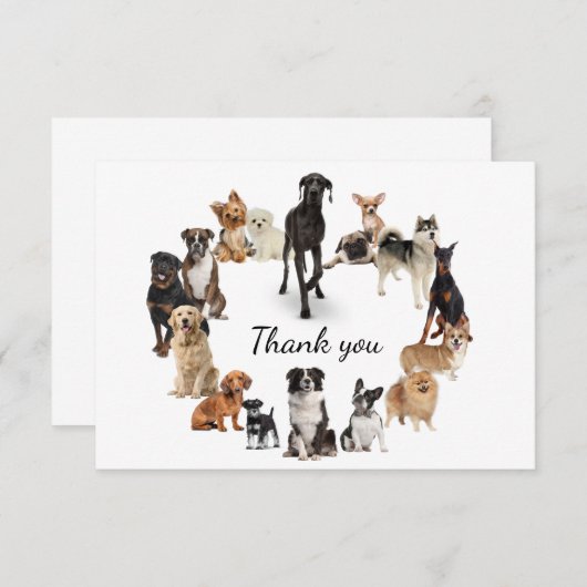 おもしろい犬が飼い犬ありがとう サンキューカード (正面/裏面)