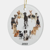 おもしろい犬が飼い犬の歩く セラミックオーナメント (左)