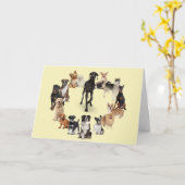 おもしろい犬が飼い犬歩く 空白の カード (黄色い花)