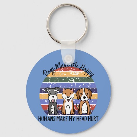 おもしろい犬で幸せになる キーホルダー (正面)