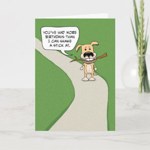 おもしろい犬とスティック誕生日 カード