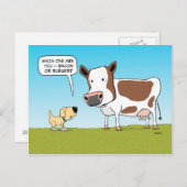 おもしろい犬と牛のはがき ポストカード (正面/裏面)