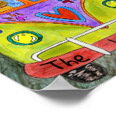 おもしろい犬と猫がバスのポスターを描く ポスター (角)