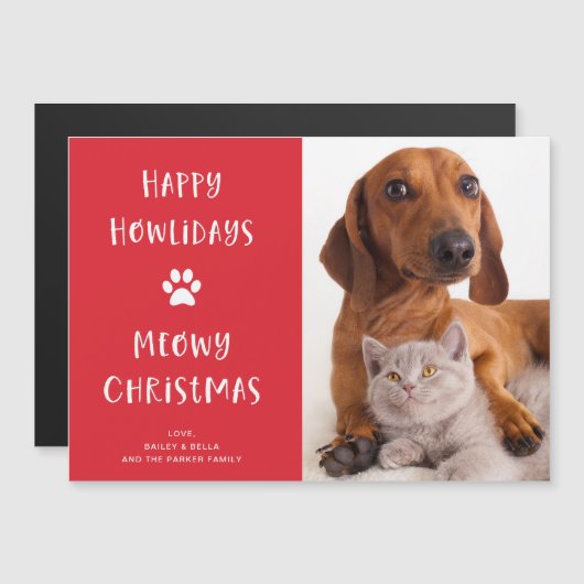 おもしろい犬と猫と写真付き|クリスマス休暇 (正面/裏面)