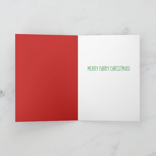 おもしろい犬と猫のクリスマスの折れたオーナメント シーズンカード (内部)