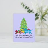 おもしろい犬と猫のクリスマスプレゼント シーズンポストカード (スタンド正面)