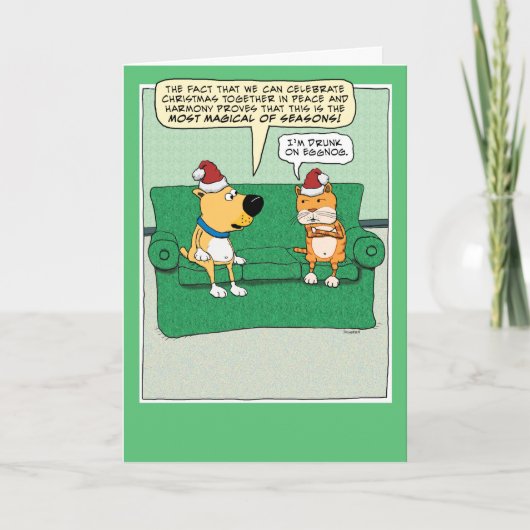 おもしろい犬と猫のクリ祝スマス シーズンカード (正面)