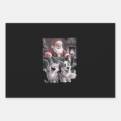 おもしろい犬と猫の自撮りサンタ・クリスマス ラッピングペーパーシート (正面)