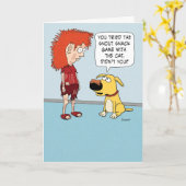 おもしろい犬と猫スナックゲーム誕生日 カード (黄色い花)