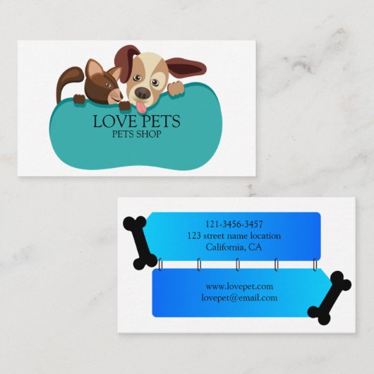 おもしろい犬と猫 名刺 (正面/裏面)