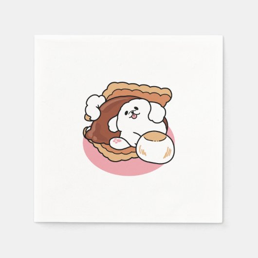 おもしろい犬とS'moreデザイン-かわいいペットラバープリン スタンダードカクテルナプキン (正面)