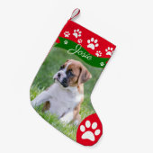 おもしろい犬のクリスマスのストッキング-パーソナライズな写真 スモールクリスマスストッキング (正面 (吊り時))