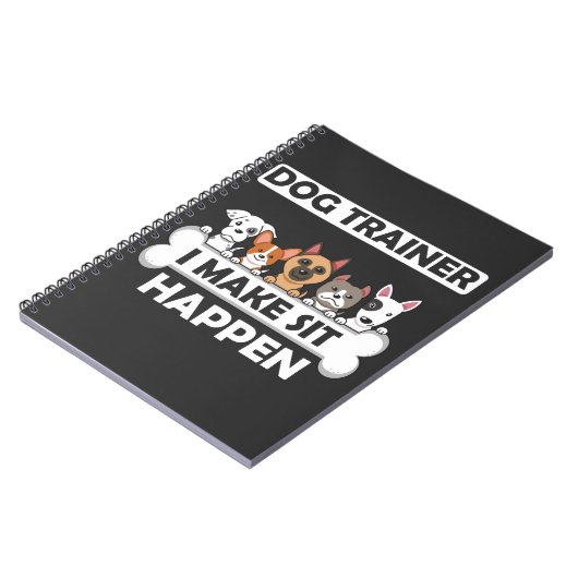 おもしろい犬のトレーナーが子犬の教育を受ける ノートブック (左側)